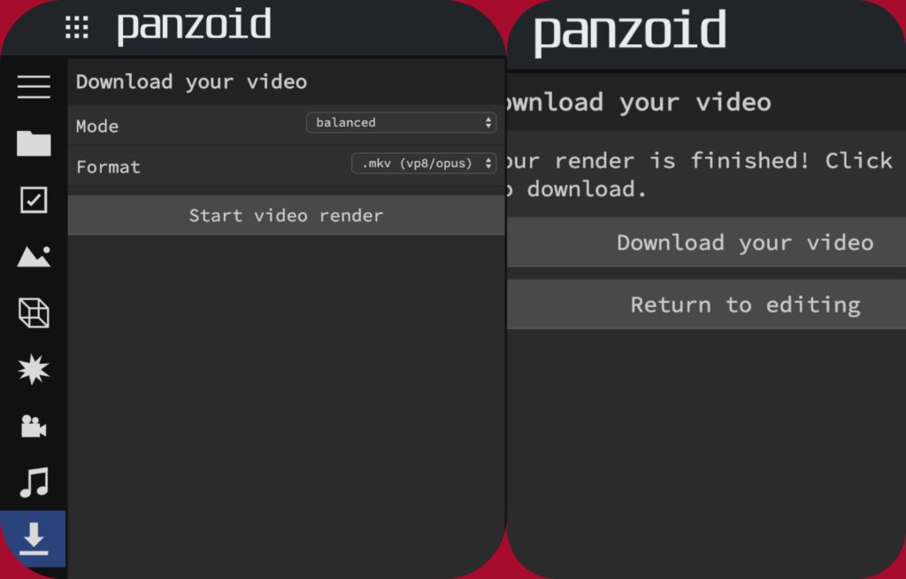 exporting video in panzoid