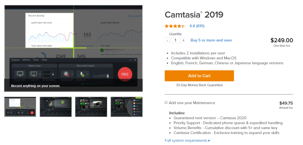 Camtasia price