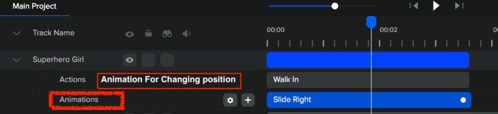 animation for changing position