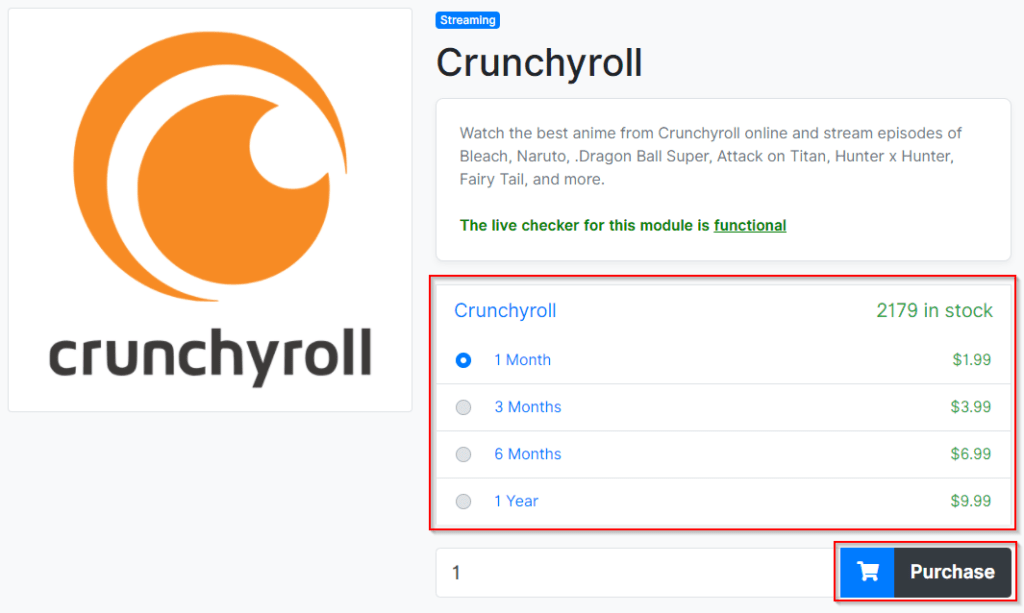 Accountbot Crunchyroll Pricing