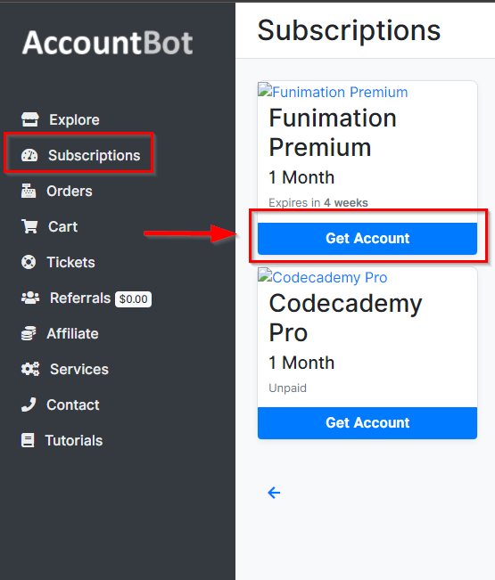 Subscription in AccountBot