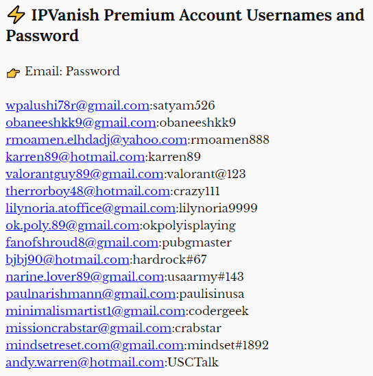 ipvanish login and password