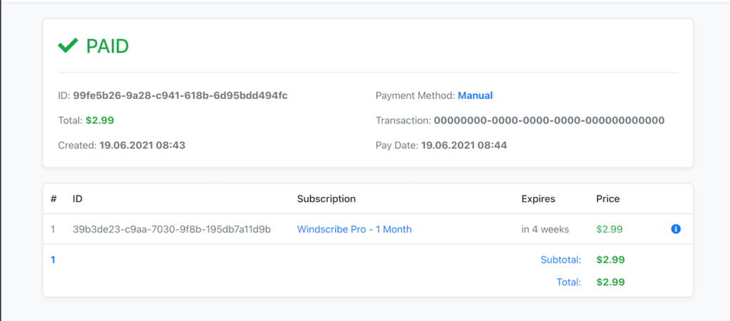 Payment done 
