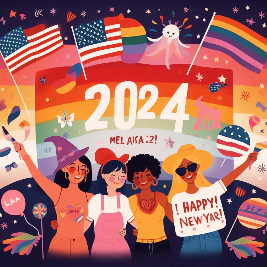 Happy New Year America lesbian flag images