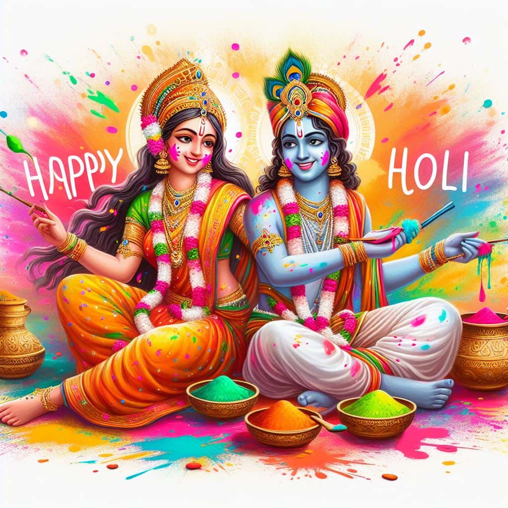 Happy Holi Radha Krishna images 